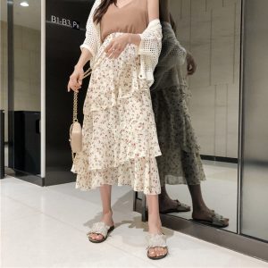 2021 Summer Women's Long Skirt Ruffle Polka Dot Irregular High Waist Female A-line Skirts Korean Japan Kawaii Bohemian Lady - Image 6