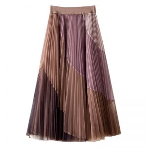 High-waist pleated mesh skirt women spring/summer 2021 new Korean style design irregular large-length mid-length A-line skirt - Image 4