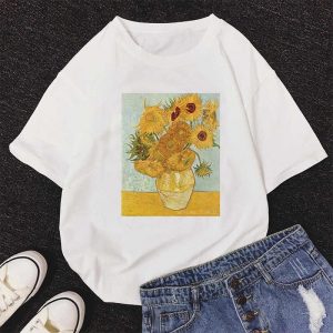 2021 New summer Mona Lisa Printting T Shirts Women aesthetics Tshirts Casual Short Sleeves Tops t-shirt Female Clothing - Image 3