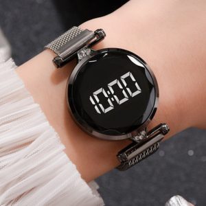 Luxury Digital Magnet Watches For Women Rose Gold Stainless Steel Dress LED Quartz Watch Female Clock Relogio Feminino Drop Ship - Image 4