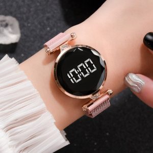 Luxury Digital Magnet Watches For Women Rose Gold Stainless Steel Dress LED Quartz Watch Female Clock Relogio Feminino Drop Ship - Image 5