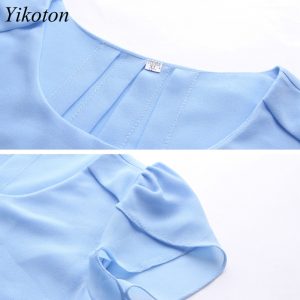 Yikoton 2021 New Summer Women Blouse Loose Shirt O-Neck Chiffon Blouses Female Short Sleeve Blouse Plus Size Shirts Tops Blusas - Image 6