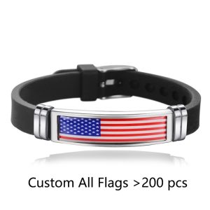 2020 Souvenir Gift USA Spain Flag Bracelet for Men Women Israel Germany Flags Adjustable Silicone Wristband Bangle - Image 2