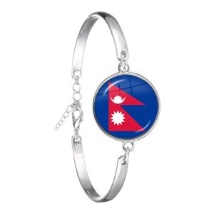 Iraq,Yemen,Nepal,Bangladesh,Maldives,Lebanon National Flag Bracelet 18mm Glass Cabochon Chain Bangle For Women Men Gift - Image 4