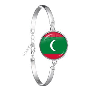Iraq,Yemen,Nepal,Bangladesh,Maldives,Lebanon National Flag Bracelet 18mm Glass Cabochon Chain Bangle For Women Men Gift - Image 6
