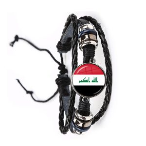 Iraq,Yemen,Nepal,Bangladesh,Maldives,Lebanon National Flag Leather Bracelet 20mm Glass Cabochon Adjustable Bangle Jewelry Gift - Image 2