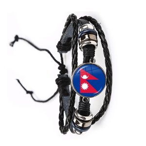 Iraq,Yemen,Nepal,Bangladesh,Maldives,Lebanon National Flag Leather Bracelet 20mm Glass Cabochon Adjustable Bangle Jewelry Gift - Image 4