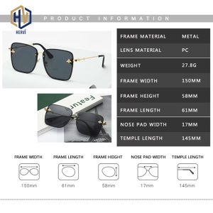 New Lady Oversize Rimless Square Bee Sunglasses Women Men Small Bee Glasses Gradient Sun Glasses Female UV400 - Image 4