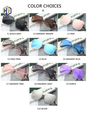 New Lady Oversize Rimless Square Bee Sunglasses Women Men Small Bee Glasses Gradient Sun Glasses Female UV400 - Image 6