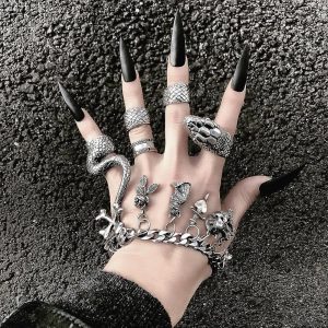 PHYANIC 4PCS/Set Metalic Gothic Hip Hop Fashion Snake Finger Ring Vintage Carved Punk Hit Rings for Women Girls Party Jewelry - Image 2