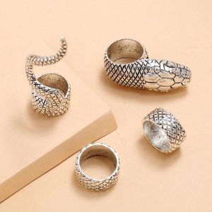 PHYANIC 4PCS/Set Metalic Gothic Hip Hop Fashion Snake Finger Ring Vintage Carved Punk Hit Rings for Women Girls Party Jewelry - Image 4