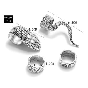 PHYANIC 4PCS/Set Metalic Gothic Hip Hop Fashion Snake Finger Ring Vintage Carved Punk Hit Rings for Women Girls Party Jewelry - Image 6