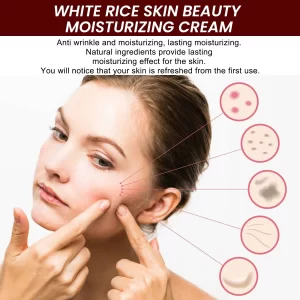 White Rice Whitening Face Serum Wrinkle Remove Fine Lines Cream Shrink Pores Fade Dull Melanin Moisturize Brighten Skin Care Set - Image 5